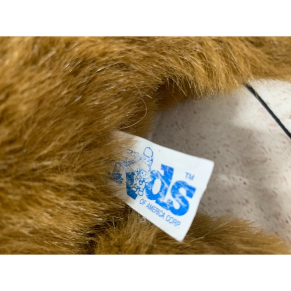 Kids of America floppy brown vintage plush spotted puppy dog lying down red bow - Picture 3 of 5